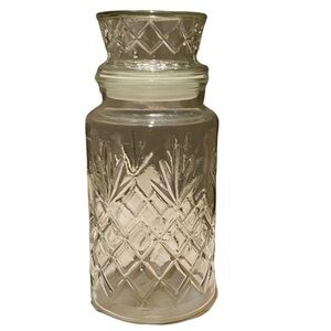 Mr. Peanut Vintage Anchor Hocking Cut Glass Storage Jar 1983 Planters Nuts